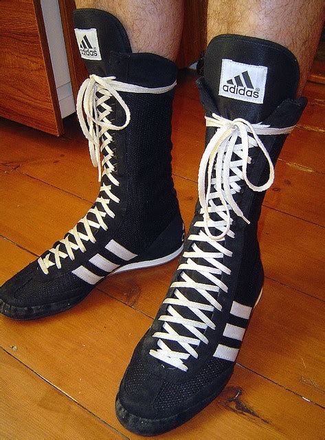 black Adidas boxing boots